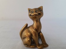 Vintage Cat Figurine Brass
