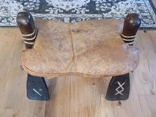 Vintage Camel Stool Foot Stool Brown Leather