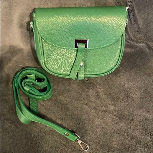 Green leather crossbody bag - leather,