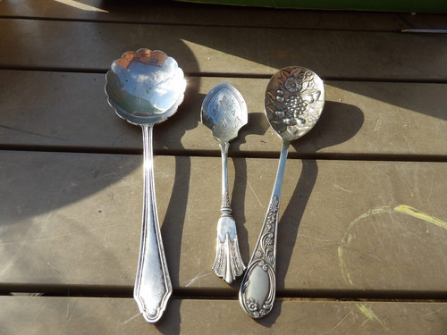 Three vintage plated spoons