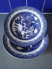 Churchill Print Side Round Blue And White Deep Serving Plate.