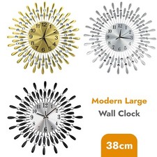 38cm Diamante Beaded Crystals Quartz Jeweled Wall Clock Home Decor Living Room