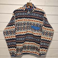 Patagonia Pullover Mens Medium Red Synchilla Snap Fleece Aztec Cliff Underwater