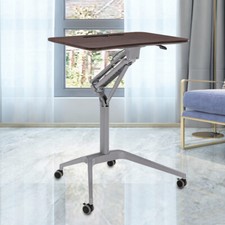 Adjustable Mobile Laptop Desk Rolling Table Cart Computer Stand + Lockable Wheel