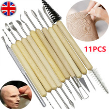 11Pcs Clay Pottery Tool Carving Modeling Ceramic Wood Tools Sculpting Craft UK