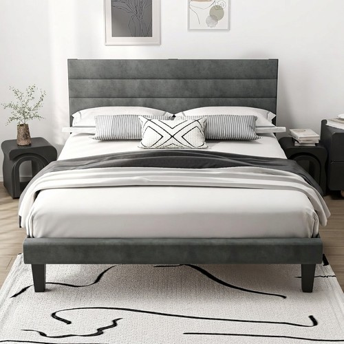 King velvet bed - bed, frame