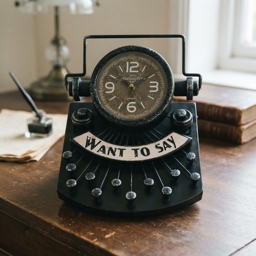 Vintage typewriter desk clock - desk,