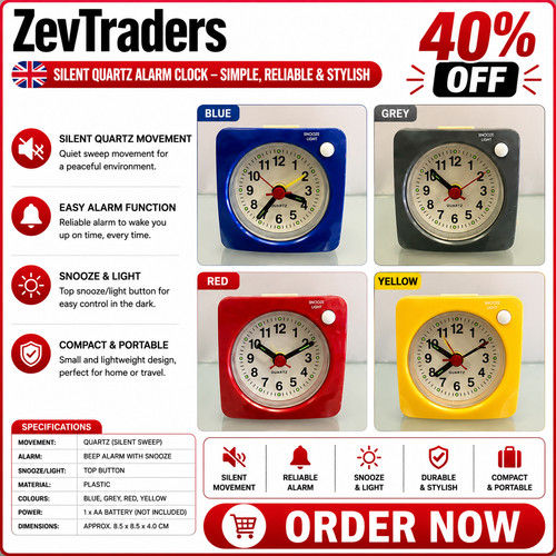 Quartz alarm clock with - quartz, night