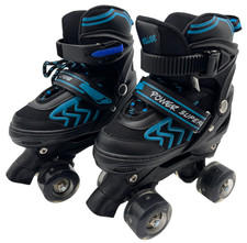 Quad Roller Skates Black Blue Light Up Wheels Size S 31-34 - C105 O517