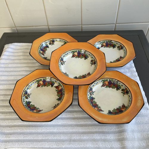 Five art deco octagonal orange - five,