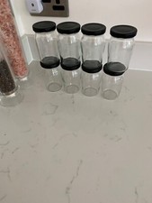 8 X Empty Pickle Jam Jars, Clear Clean Glass with Lids Storage Craft Weddings.