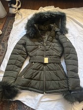 Froccella Jacket Size 44 (S) Khaki Green Removable Fur Trims And Hood