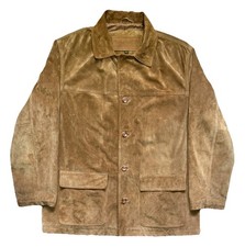 Timberland Weathergear 100% Leather Light Brown Buttoned Jacket Mens Size XL