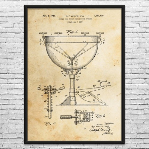 Timpani kettle drum patent - kettle,