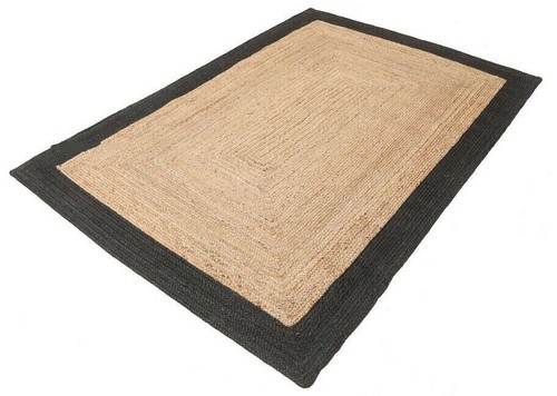 Rug jute carpet beige black - jute,