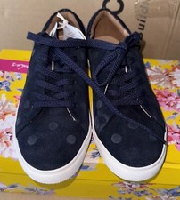 Joules Women Solena Luxe Cupsole Trainers - Navy Spot- Adult 5