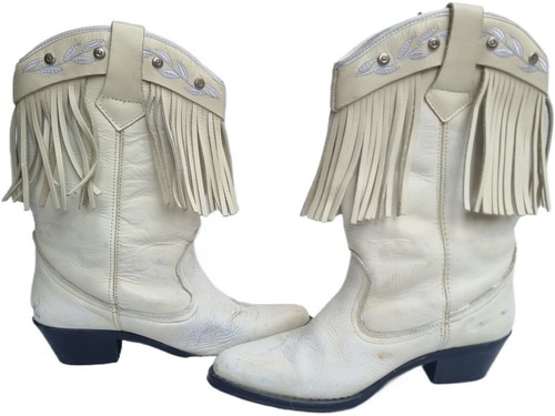 Fringe leather western boots - leather,