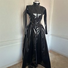 Misfitz black PVC skater dress /coat, two way zip.  SIZE 18.  Goth CD Matrix