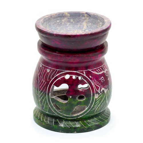 Small coloured soapstone oil - coloured,