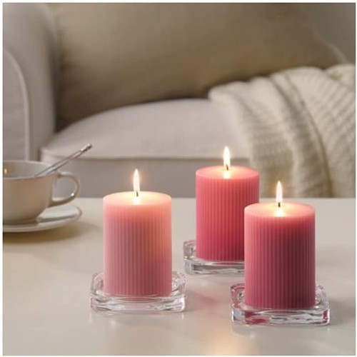 Scented pillar ribbed pink - pillar,