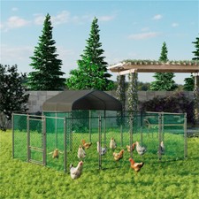 10m² Metal Chicken Coop Hen Poultry Pet Cage Enclosure Crate Outdoor Animal Farm