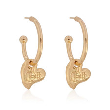 Vivienne Westwood Sally Drop Gold Tone Hoop Earrings With Gift Packaging