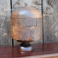 Antique Milliners Hat Mould Block Haberdashery Shop Wooden Wig Display  Stand