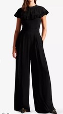Ted Baker Cape Jumpsuit Womens TB 2 UK 10 Olivee Black Wide Leg NEW RRP £225