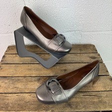 Women's HOTTER Comfort Buckle Metallic Bronze Coloured Leather Shoes - UK Size 5