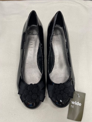 Clarks evening black patent - -clarks,