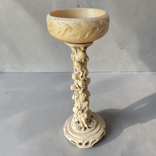 Vintage candle holder carved - vintage,