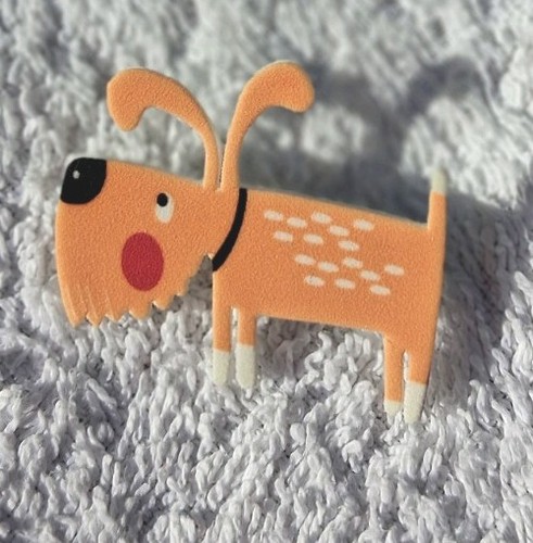 Orange rosy cheecked dog pin - orange,