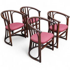 Set of 4 Mid Century Bentwood Bamboo Dining Chairs - Rohe Noordwolde Style 1970s