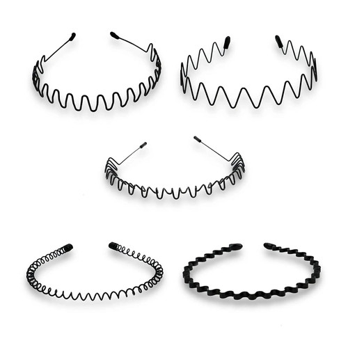 Black metal sports hairband - black,