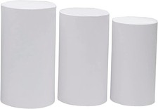 3 pcs Cylinder Pillar Stand,White Cylinder Pedestal Stand for Parties,CHECK DESC