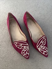 Size 4.5 (Eu 37.5) Sophia Webster Dark Pink Suede Butterfly Flats Shoes
