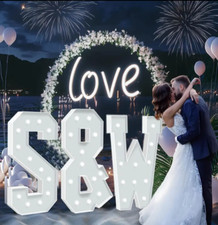 Giant 4ft Light Up Letters Wedding/Party/Lightweight Foamboard Initials/UK