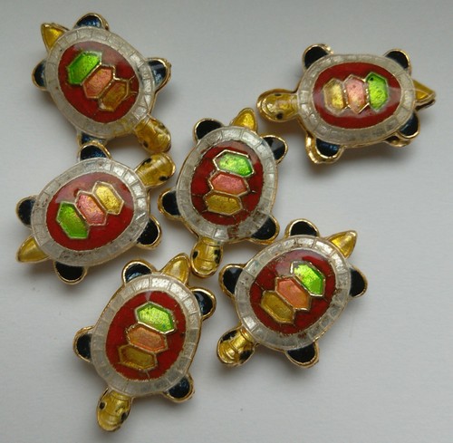 Tortoise cloisonne beads - cloisonne,