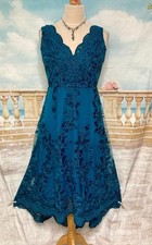 Dress 12 14 Teal Green Lace Dip Hem Embroidered Quiz Fishtail Evening Wedding