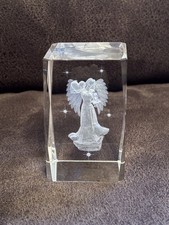 3D Laser Etched Glass Crystal Angel Paperweight