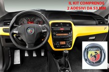 2 3D PVC STICKERS FRIEZE 53MM STEERING WHEEL LOGO FIAT PANDA PUNTO EVO MYLIFE ABARTH