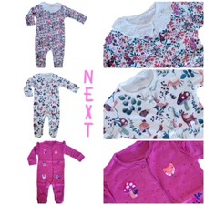 Ex NXT Baby Girl 3/2/ 1 Pack Floral Woodland Animals  Pink Sleepsuits NB - 24 Mt
