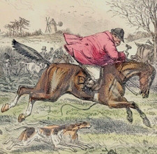 John Leech Mr Jorrocks MIND THE BULL original print hand coloured 1854