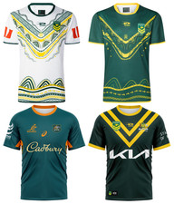 MEN's NRL SHIRT KANGAROOS SHORT SLEEVE RUGBY TRAINING TOP JERSEY S-5XL
