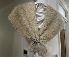 Cream Faux Fur Bridal Wedding Shrug/Bolero/Cape/Evening Wrap/Shawl/Tippet/Coat
