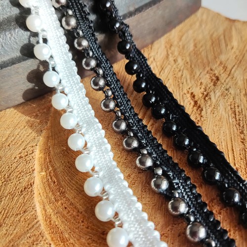 Pearl lace trim beaded pearls - trim,