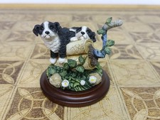 Rare Country Artists Miniature 01305 Border Collie Puppies & Mangle Figurine