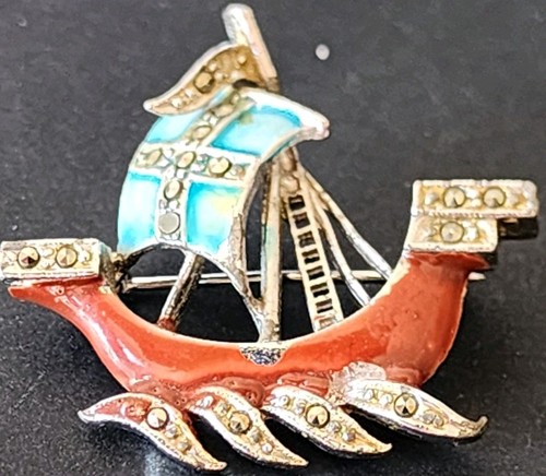 Vintage marcasite enamel - vintage,