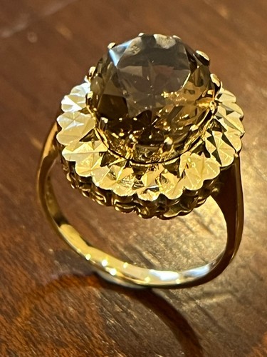 Vintage 9ct gold smoky quartz