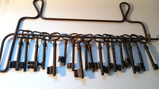 Set of Large Metal old Keys on a Hanging Rail 22 inch wide x 12 inch high